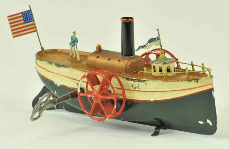 Appraisal: FLEISCHMANN PADDLE WHEELER Germany R circa hand painted clockwork paddle