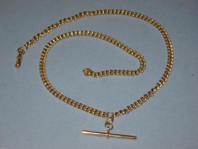 Appraisal: A CT GOLD DOUBLE ALBERT of uniform curb link hanging