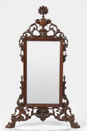 Appraisal: Chippendale-Inspired Carved Walnut Dressing Mirror first quarter th century of