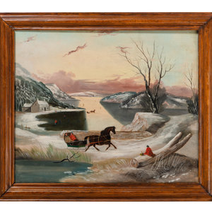 Appraisal: American School th Century Winter Sleigh Ride circa oil on