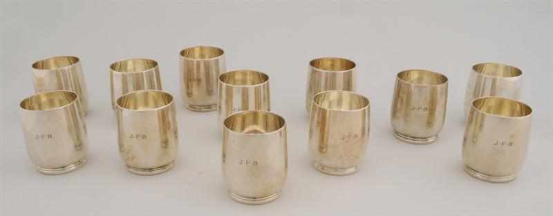 Appraisal: SET OF TWELVE TIFFANY CO MONOGRAMMED SILVER CUPS Each flared