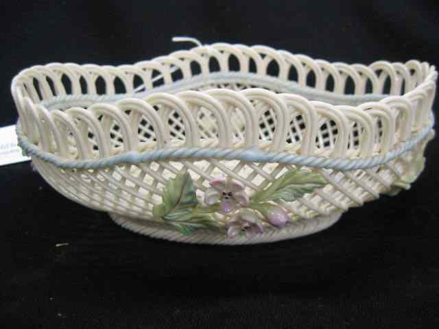 Appraisal: Irish Belleek Porcelain Basket applied florals oval '' x ''