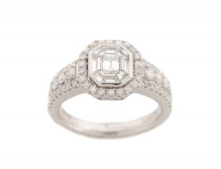 Appraisal: K White Gold Asscher Cut Diamond Ring A ladies white