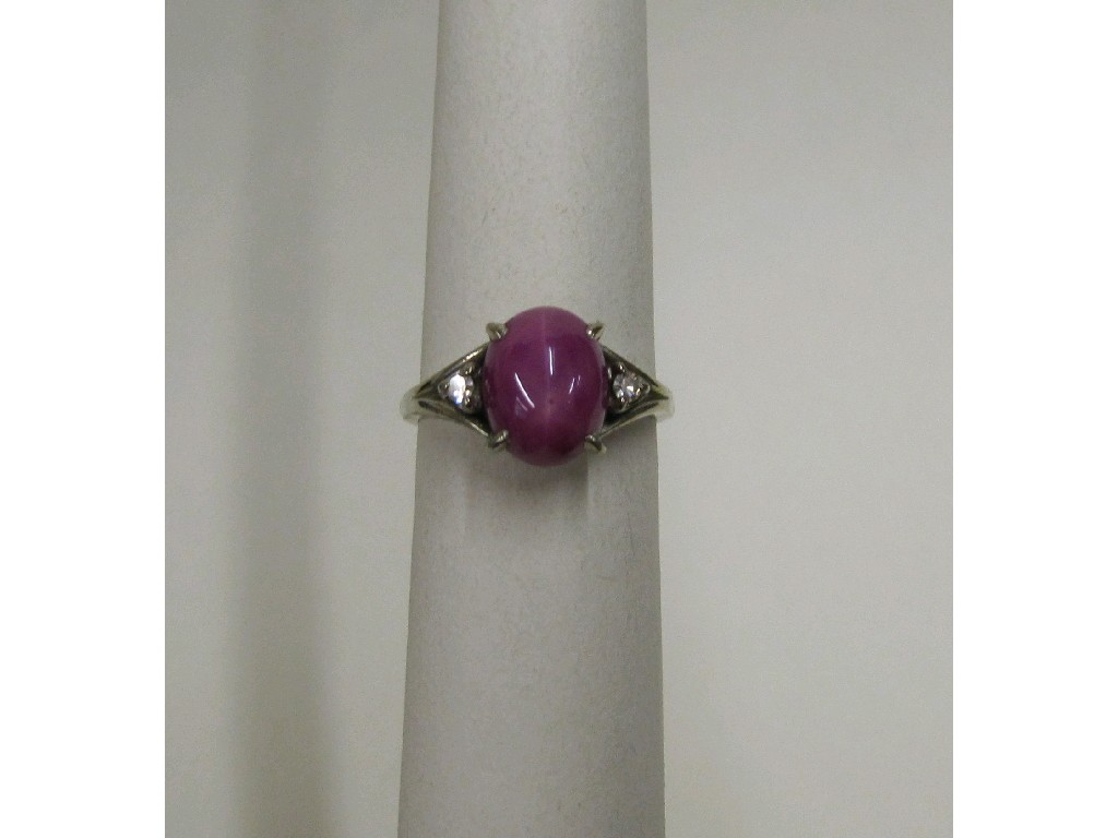 Appraisal: Fourteen carat white gold star ruby and diamond three stone