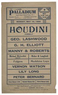 Appraisal: Houdini Palladium Handbill Houdini Harry Ehrich Weiss Houdini Palladium Handbill