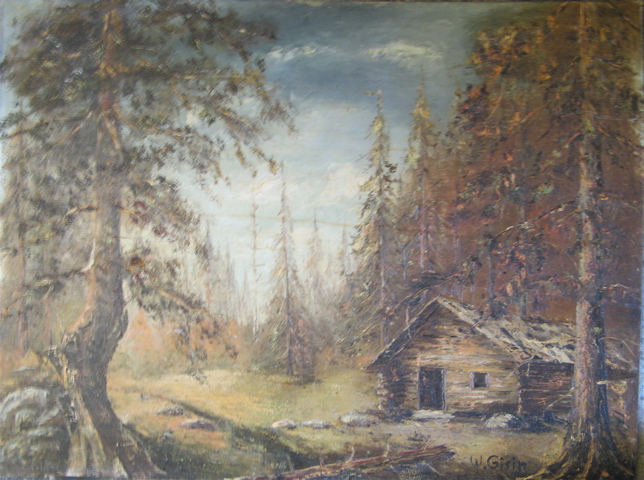 Appraisal: WILLY GISIN OIL ON MASONITE Swiss born Landscape with log