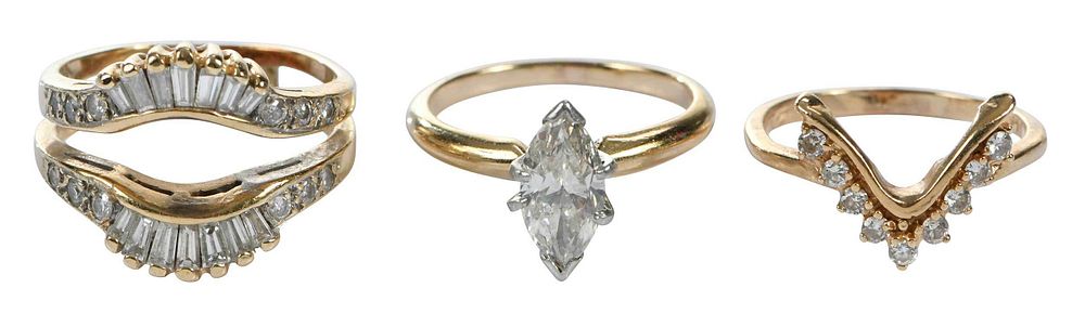 Appraisal: kt Diamond Ring Set engagement ring one marquise cut diamond