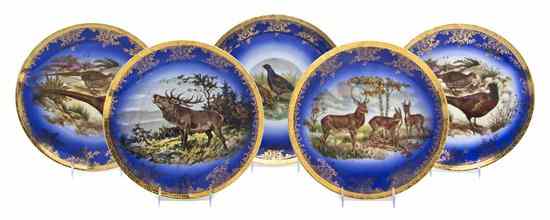 Appraisal: A Set of Five Bavarian Porcelain Game Plates each depicting