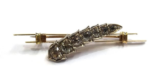 Appraisal: A gold and silver diamond set brooch mounted with a