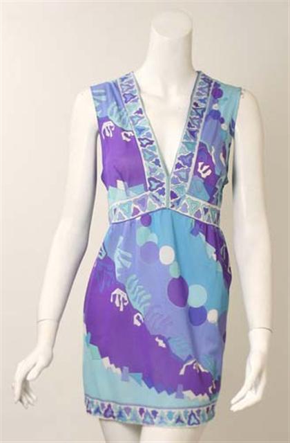 Appraisal: Emilio Pucci nightgown s Aqua and violet geometric print on