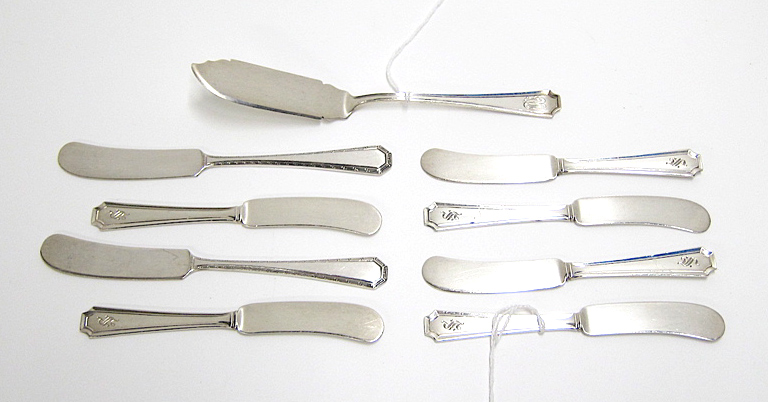 Appraisal: NINE PIECE DURGIN STERLING SILVER FLATWARE SET in the Fairfax