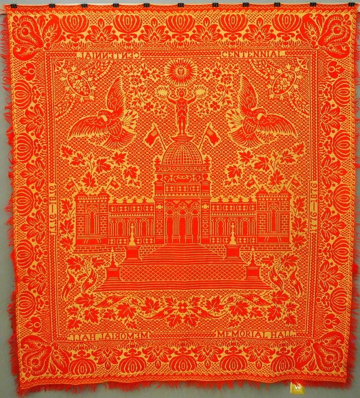 Appraisal: Centennial Expo coverlet An Centennial Exposition coverlet Red and white