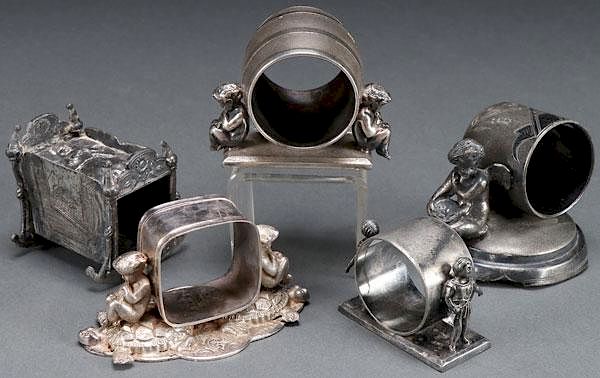 Appraisal: FIVE GOOD VICTORIAN NAPKIN RINGS FIVE GOOD VICTORIAN NAPKIN RINGS