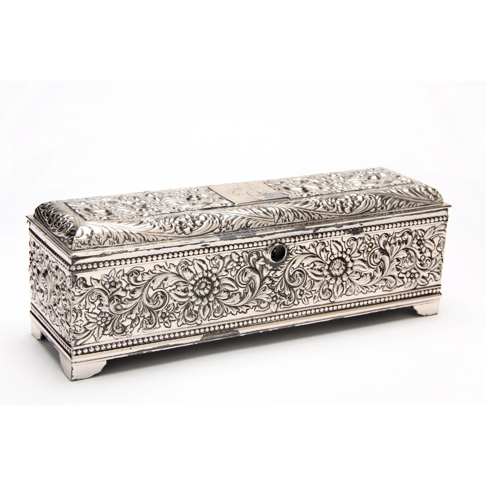 Appraisal: Antique Silverplate Valuables Casket by Derby Silver Co quadruple plate