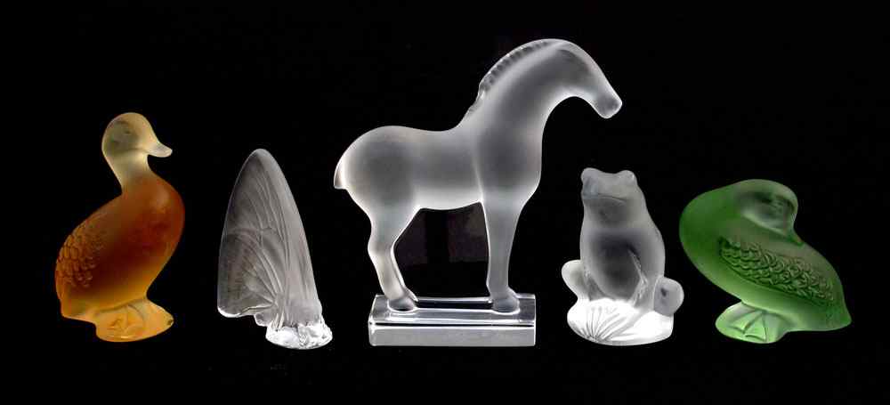 Appraisal: LALIQUE FRENCH CRYSTAL ANIMAL FIGURES To include Horse '' x