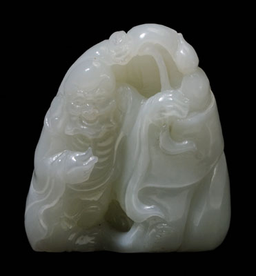 Appraisal: Carved Jade Figure of Immortal Chinese possibly th century pale