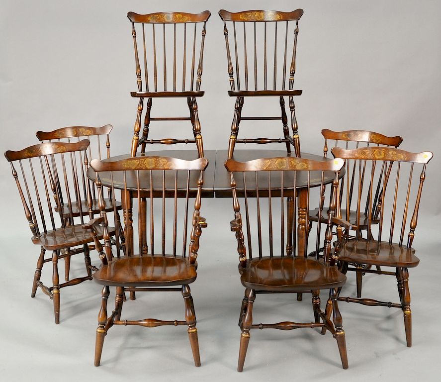 Appraisal: Nine piece Hitchcock dining set to include eight chairs and