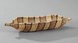 Appraisal: Native American Woven Rattan Navette Form Basket th c H