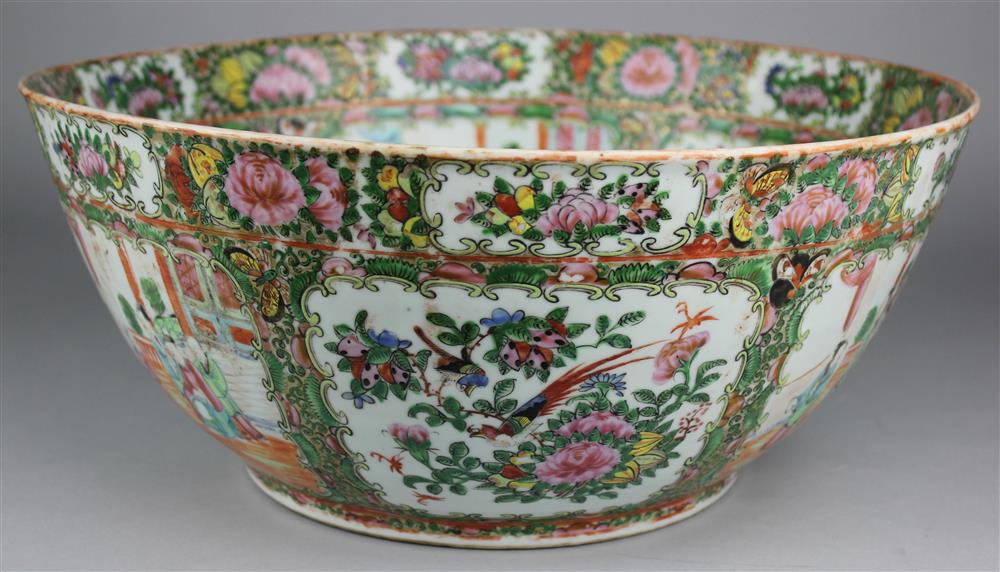 Appraisal: CHINESE EXPORT FAMILLE ROSE LARGE PUNCH BOWL th C with