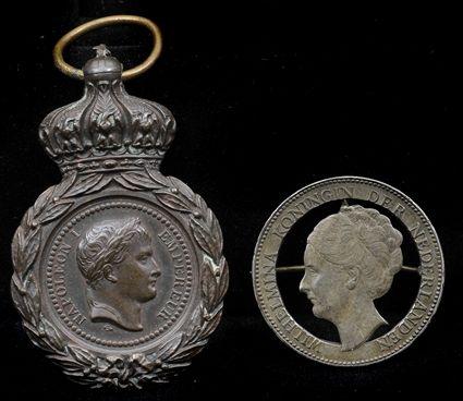 Appraisal: Napoleon Pendant Together with a pin made from a Dutch