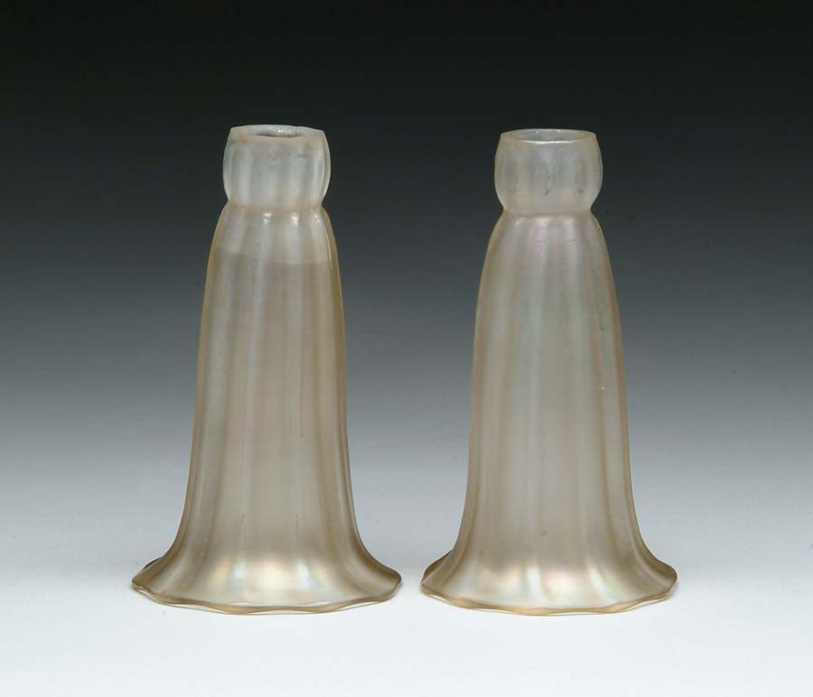 Appraisal: PAIR OF STEUBEN LILY SHADES Beautiful pair of Steuben Verre