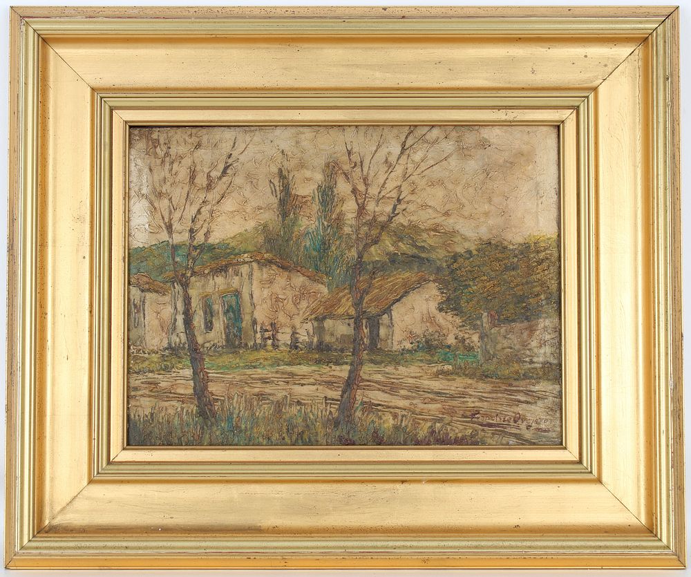 Appraisal: Signed Early th C Impressionist Village Scene Signed Early th