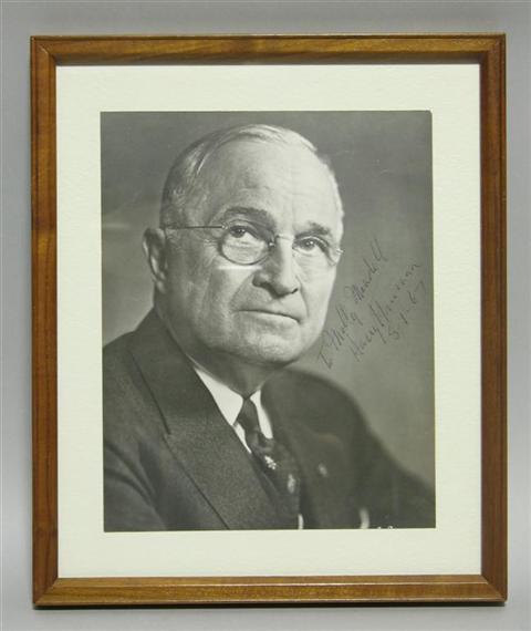 Appraisal: HARRY S TRUMAN SIGNED PHOTO Black and white x in