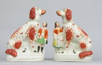 Appraisal: Pair of Staffordhire Dogs English circa Pair of porcelain hand