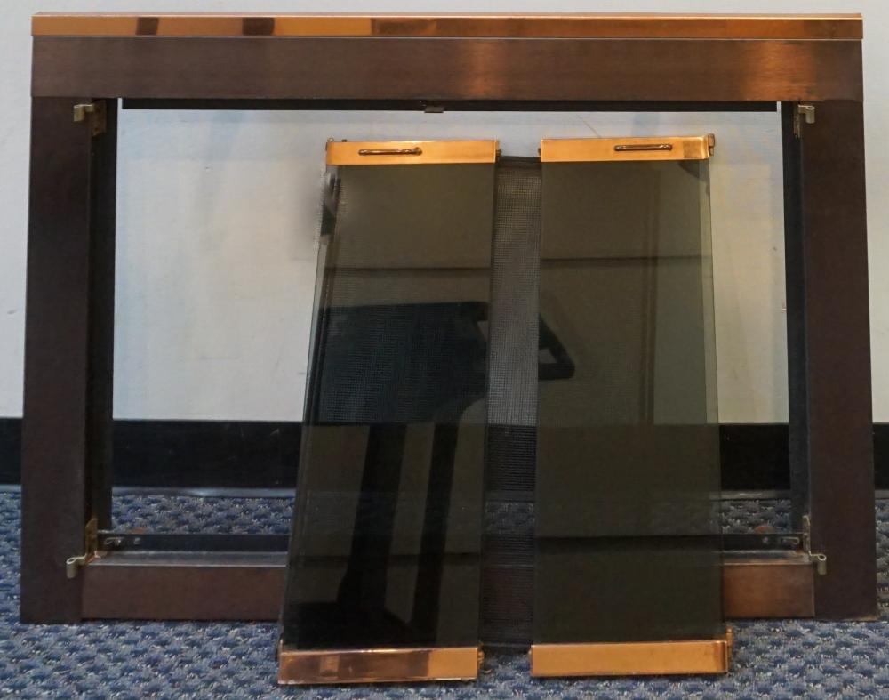 Appraisal: Copper and Smoked Glass Fireplace Doors possibly Bosse