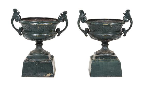 Appraisal: Sale Lot A Pair of Victorian Cast Iron Garden Urns