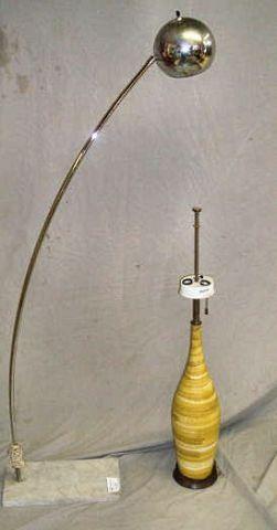 Appraisal: Midcentury Lamps -porcelain table lamp signed -chrome standing arc lamp