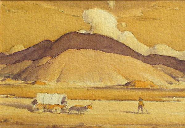 Appraisal: Clyde Forsythe - Covered Wagon with Mountains in the Distance