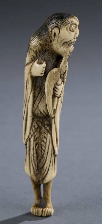 Appraisal: A Japanese ivory netsuke of a Gamma Sennin th A