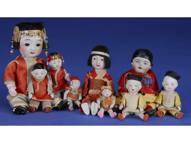 Appraisal: Lot Ten Bisque Oriental Dolls Japan ca includes all bisque