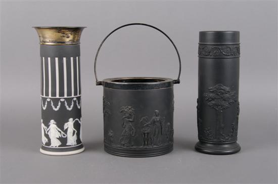 Appraisal: A Group of Three Black English Basalt Vessels Wedgwood Height