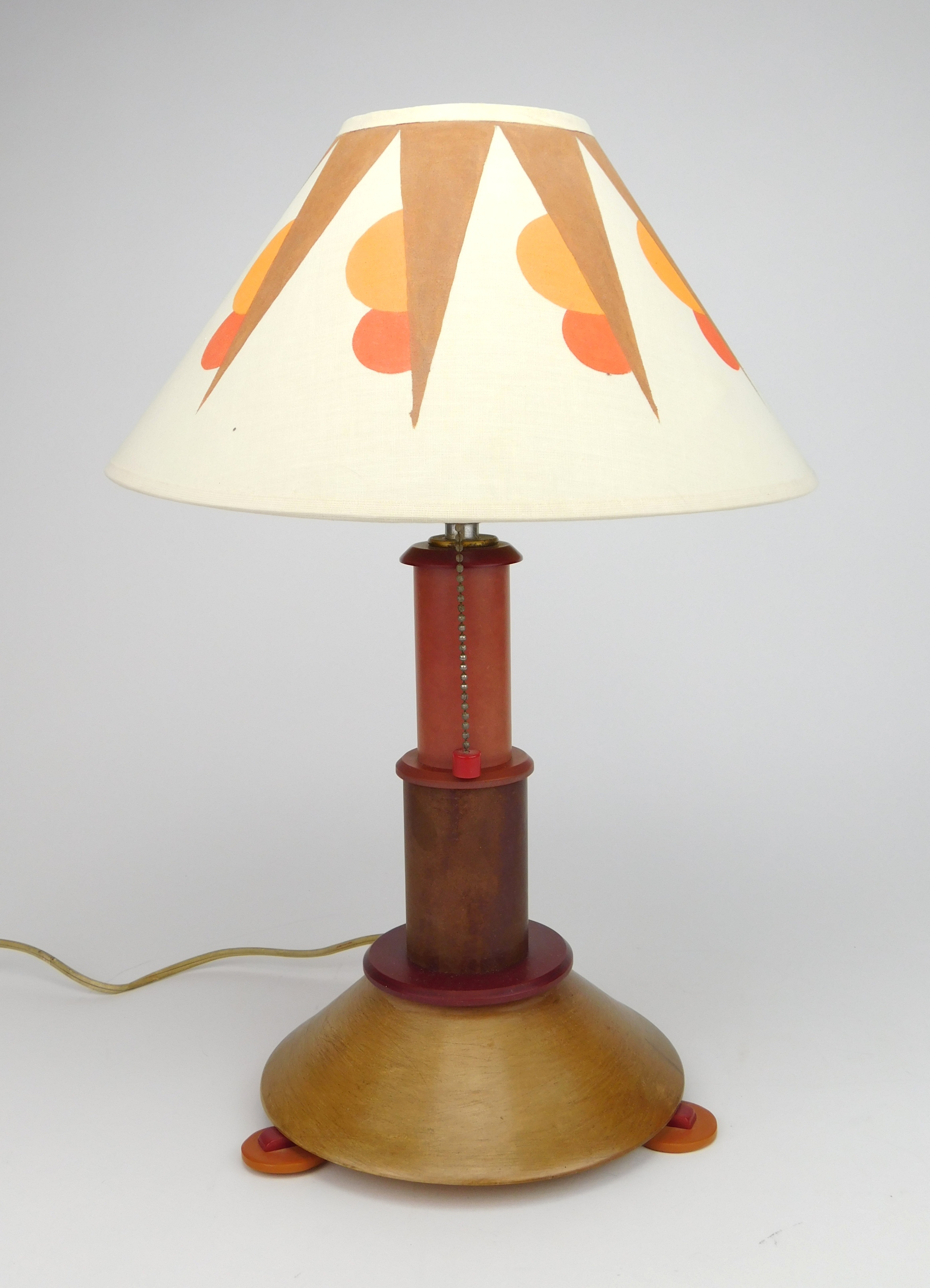 Appraisal: Art Deco bakelite tricolor table lamp with painted matching shade