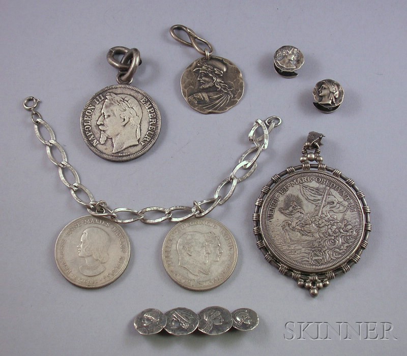 Appraisal: Small Group of Silver Coin Jewelry including several pendants a