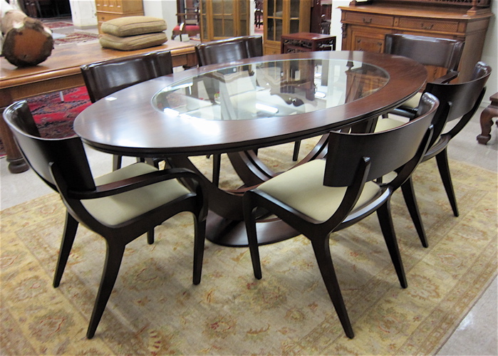 Appraisal: CONTEMPORARY DINING TABLE AND CHAIR SET Luna Collection by Brownstone