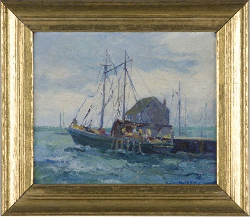 Appraisal: Mary Burkhimer American th c Dockside oil on board signed