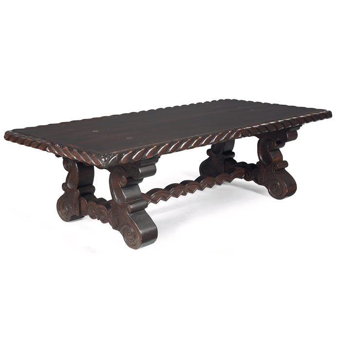 Appraisal: Elidio Gonzales coffee table c flush-post construction on a rectangular