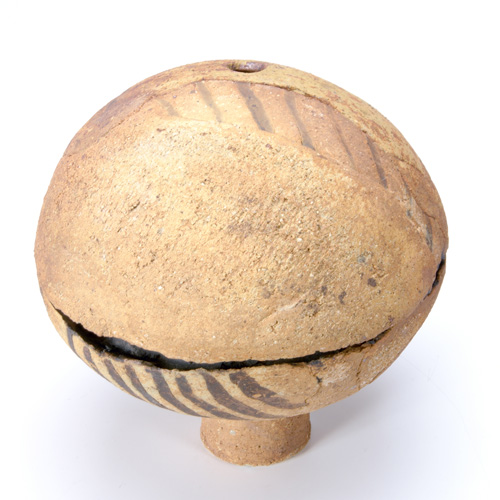 Appraisal: RUTH DUCKWORTH Mama Pot footed spherical bisque-fired stoneware vessel inlaid