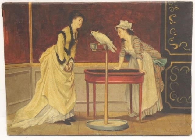 Appraisal: JOSEPH CARAUD - FRANCE CA OILPAINTING ON CANVAS DEPICTING LADIES