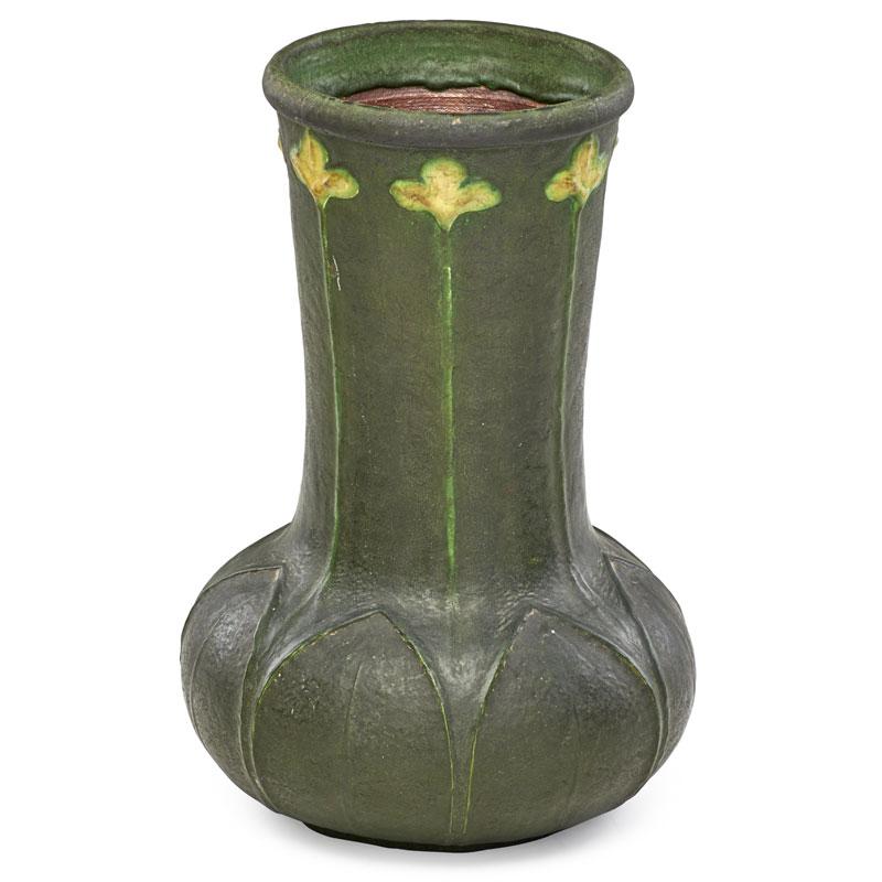 Appraisal: W POST GRUEBY Fine vase with yellow blossoms Condition Report