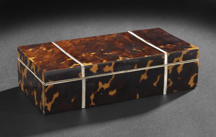 Appraisal: George V Mother-of-Pearl-Banded Tortoiseshell Cigarette Box first quarter th century