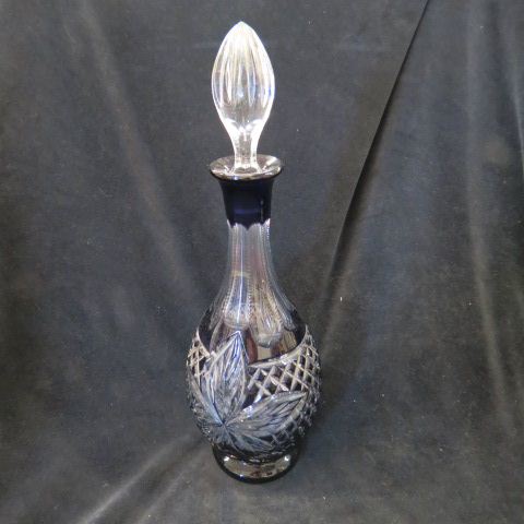 Appraisal: Amethyst Cut-to-Clear Decanter floral diamond decor tall excellent