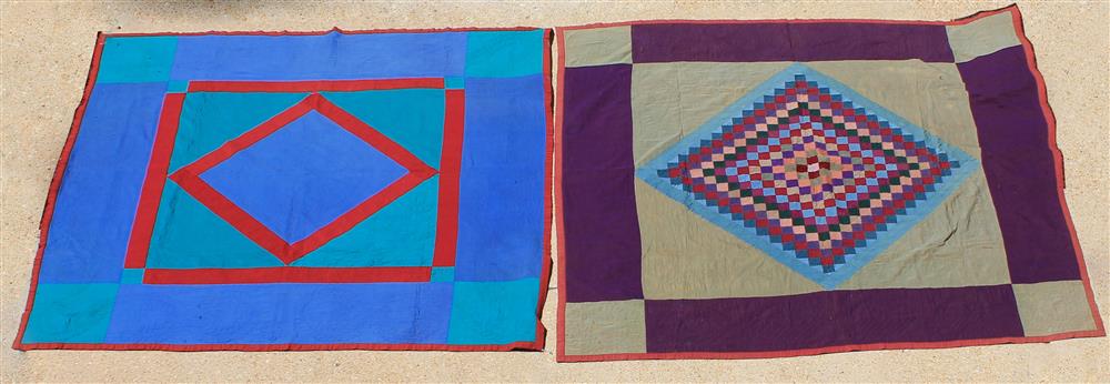 Appraisal: TWO AMISH BLOCK DIAMOND IN THE SQUARE QUILTS probably mid-