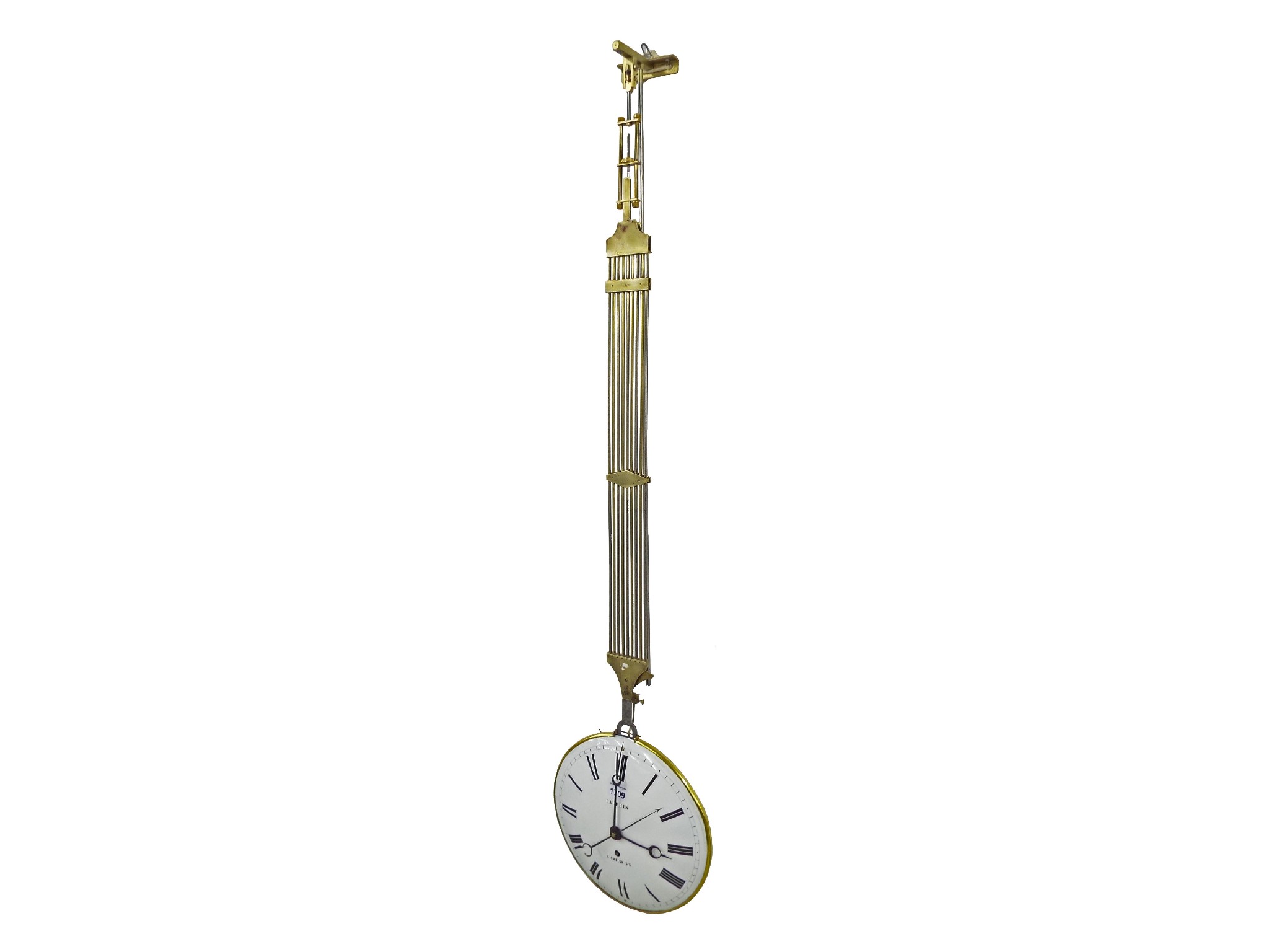 Appraisal: Good French double-sided gridiron pendulum wall clock the convex white