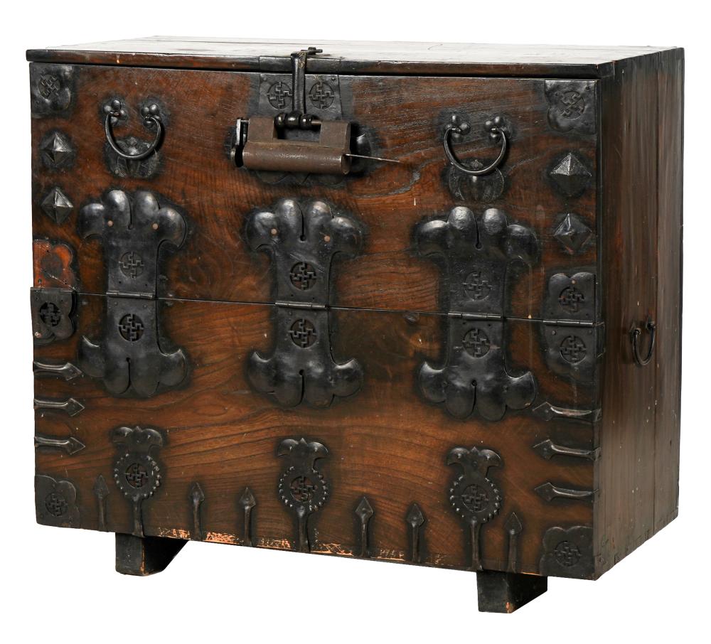 Appraisal: JAPANESE TANSU CHESTiron mounts and lock later-added feet inches wide