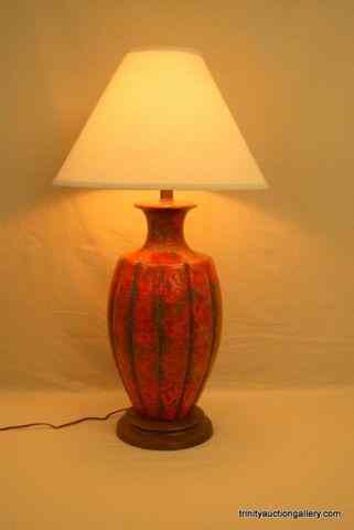 Appraisal: Vintage 's Ceramic on Wood Table LampVery nice c 's