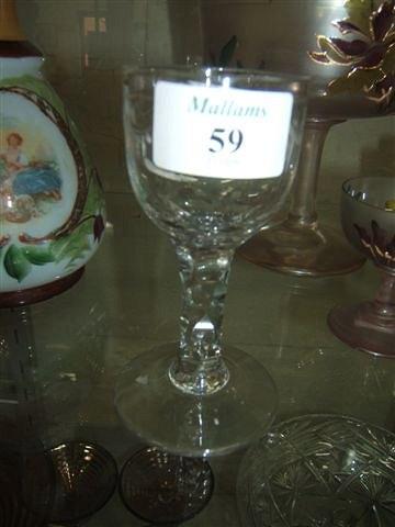 Appraisal: A late th Century wineglass the stem having hexagonal facets